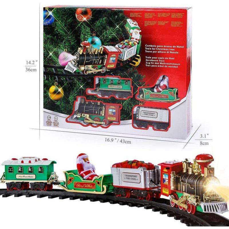 Lighting Tree Decor - Kerst elektrische treinset met licht, treinwagons,