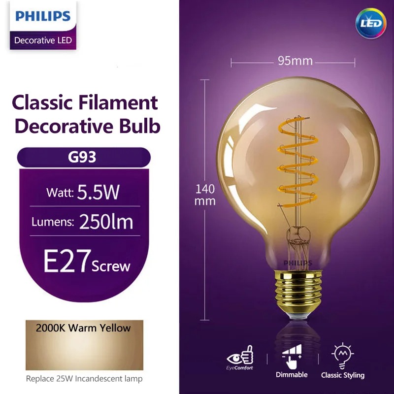 Philips Bulb Led Classic - Philips LED-lamp G93 Klassieke Filament Decoratieve