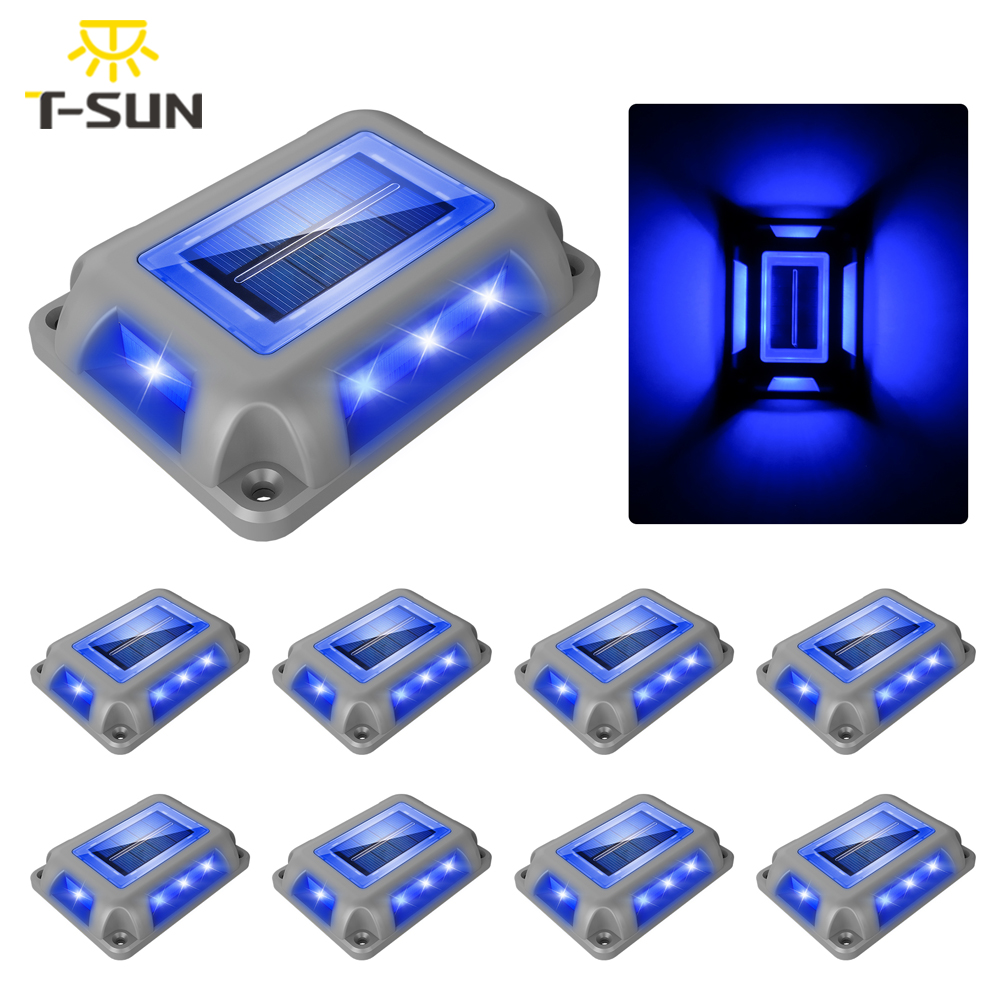 Lighting Decor Sunrise - 8Pc Blauw Licht Zonne-Energie Outdoor Straatlantaarn