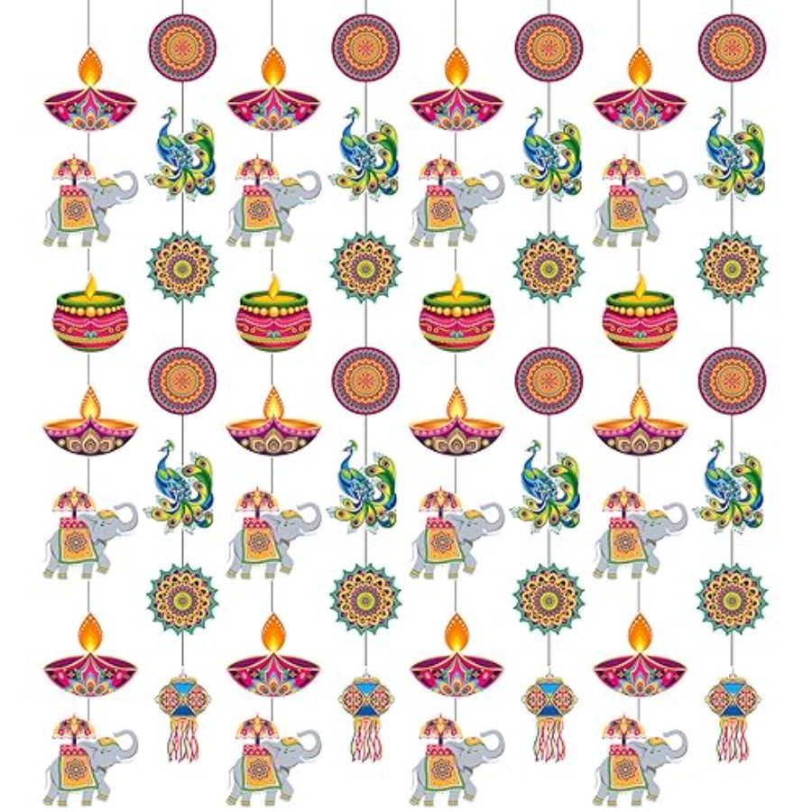 Lighting Decoration For Diwali - 8 stuks Happy Diwali hangende decoratiebenodigdheden