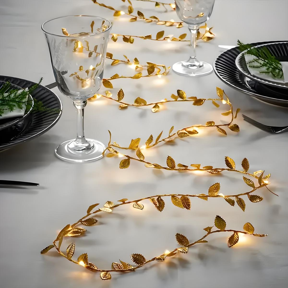 Lighting Decoration For Diwali - Led Romantische Gouden Blad-Feestverlichting - (20