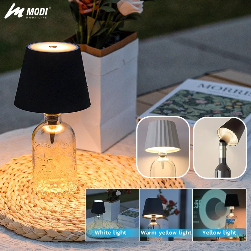 Colour Changing Bulb - Draadloze fles-tafellamp met aanraakbediening, 3 kleuren