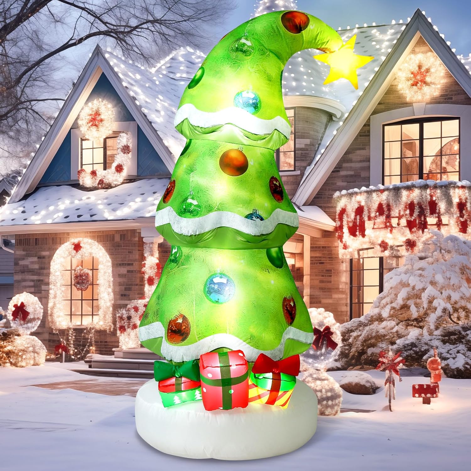 Lighting Tree Decor - 6,9ft Kerst Buiten Opblaasbare Decoratieborden Limoengroene