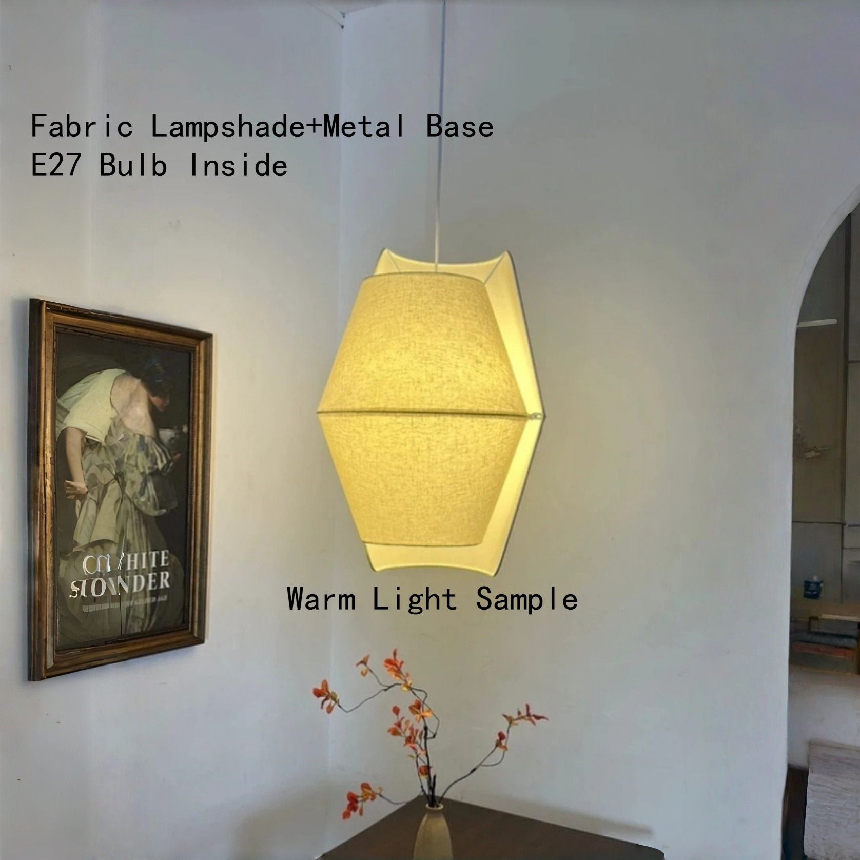 Lighting Home Decor Items - Japandi Hanglamp E27 Hanglamp Stof Kamerdecoratie