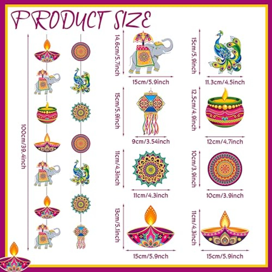 8 stuks Happy Diwali hangende  - Lighting Decoration For Diwali recensie en prijs