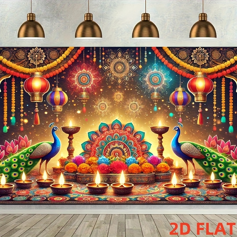 Diwali Pauw Lantaarn Wandtapij - Lighting Decoration For Diwali recensie en prijs