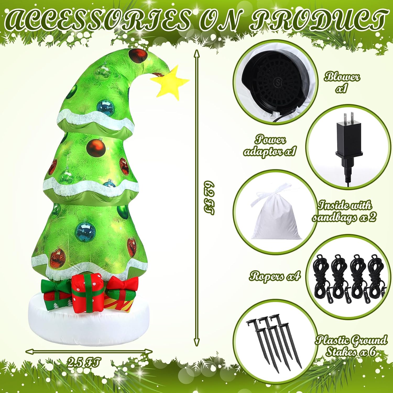 6,9ft Kerst Buiten Opblaasbare - Lighting Tree Decor recensie en prijs
